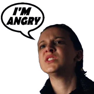 😠 b088586b Eleven Stranger Things I'M ANGRY wütend, verärgert, frustriert, millie bobby brown, stranger things, eleven, stimmung, ausdruck telegram sticker
