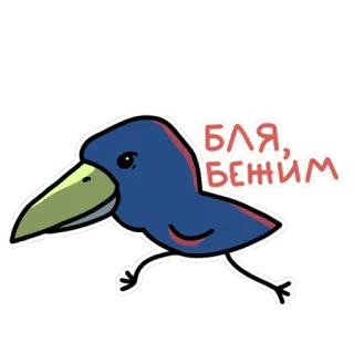 😀 40792dd9 БЛЯ, БЕЖИМ kraai, rennen, sticker, slang, vogel telegram sticker
