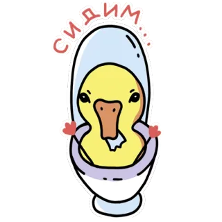 😜 e15ca69e сидим... eend, toilet, zittend, dier, vogel, schattig telegram sticker