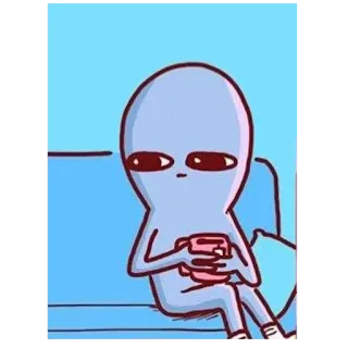 🤨 dbca5448 Alien, Desenho animado, Engraçado, Sofá, Relaxado, Chá telegram sticker