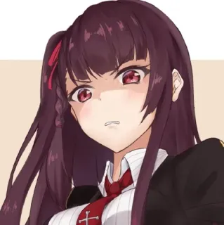 👿 17ee0609 Anime Mädchen, Wütend, Rote Augen, Zwillingszöpfe, Anime Stil, Manga, Cartoon whatsapp sticker