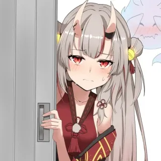 👀 559c2548 Anime Mädchen, Dämon, Hörner, Süß, Rote Augen whatsapp sticker