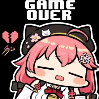 😵 c4d67428 GAME OVER Game Over, Pixel Art, Katzenmädchen, Anime Stil, Kawaii whatsapp sticker