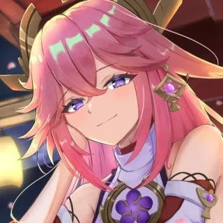 😏 ccee9c2d Yae Miko Genshin Impact Anime, Videospiel, Genshin Impact, Yae Miko, Pinke Haare, Lila Augen whatsapp sticker