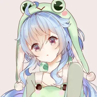 😢 dba5dd47 Anime, Mädchen, Süß, Frosch, Charakter, Illustration whatsapp sticker