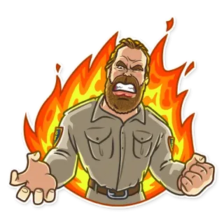 🤬 0c74e612 生气, 人, 火焰, 愤怒, 胡子 telegram sticker