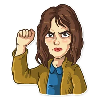 ✊ 8f9178f3 女人, 生气, 拳头, 卡通, 抗议 telegram sticker