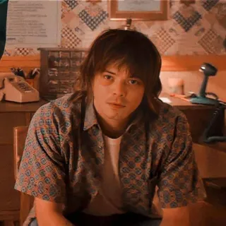 😐 05d38730 Jonathan Byers Stranger Things Jonathan Byers, Stranger Things, tv show, character, portrait, Netflix, 80s telegram sticker