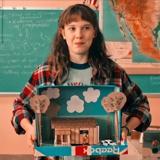 😐 220f5453 Eleven Stranger Things millie bobby brown, eleven, stranger things, tv show, scene telegram sticker