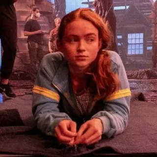 😐 43ece099 Max Mayfield Stranger Things Max Mayfield, Stranger Things, TV show, character, actress, portrait, series telegram sticker