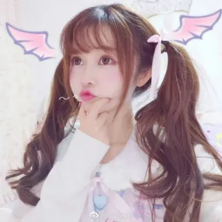 🌸 061717e1 portrait, fille, mignon, selfie, nattes, ailes, rubans telegram sticker