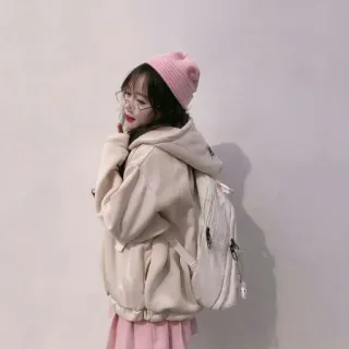 🍼 11ac1ffc femme, rose, bonnet, veste, lunettes, sac à dos telegram sticker
