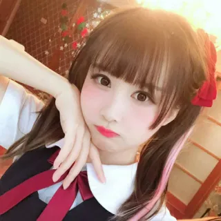 💚 18cf9e2c portrait, femme, fille, mignon, cosplay, style anime telegram sticker