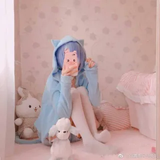 🐾 2c1a00dd Cosplay, Costume, Anime, Mignon, Kawaii, Oreilles de chat, Pastel telegram sticker