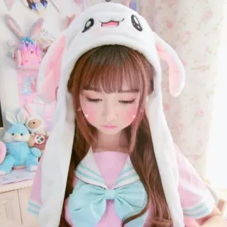 🌸 2cbe233e mignon, fille, animé, kawaii, lapin, chapeau telegram sticker