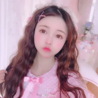 💙 7ebaaa3b 是长会会 mignon, fille, portrait, rose, cheveux, cheveux longs, expression telegram sticker