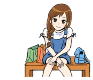🛍 0325fd2b девочка, шоппинг, мультфильм, сидя, аниме telegram sticker