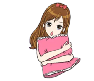 😯 3310d25d Аниме, Девушка, Подушка, Грустно, Плачущий, Мультфильм, Эмоциональный telegram sticker