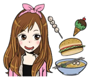 🍔 3383cbca мультфильм, еда, аниме, девушка, бургер, мороженое, миска, пельмень telegram sticker