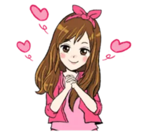 🙏 40876ad3 мультфильм, девушка, аниме, сердечки, милый, любовь, розовый telegram sticker