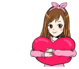 ❤ 423544e9 аниме девушка, сердце, любовь, милый, стикер, мультфильм telegram sticker