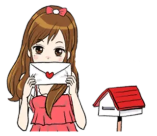 💌 4cb0e3c9 девушка, письмо, почтовый ящик, любовь, сердце telegram sticker
