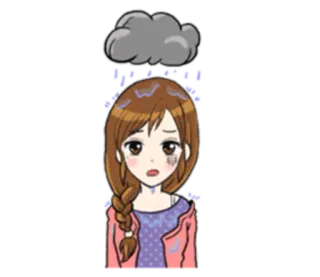 🌨 66f4725a грустный, расстроенный, дождь, облако, девушка, аниме telegram sticker