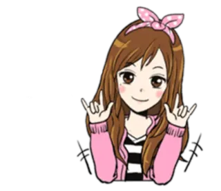 🤘 6d9e0880 Аниме, Девушка, Мультфильм, Милый, Розовый, Бант telegram sticker