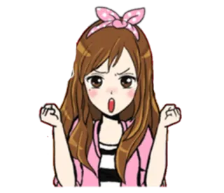 ✊ be61c4ac Аниме, Девушка, Злая, Расстроенная, Мультфильм, Розовый, Выражение, Стикер telegram sticker