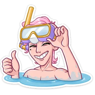 🏖 7dc774cd Snorkeling, Kartun, Karakter, Air, Berenang telegram sticker