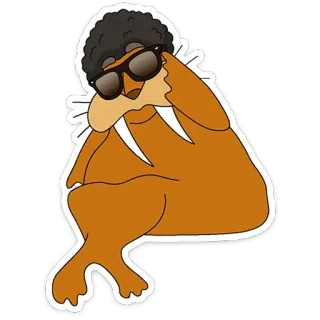 😎 bb1e23dc Walrus, Cartoon, Dier, Zonnebril, Sticker telegram sticker
