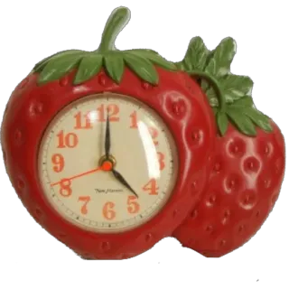 🫥 14acb5cd いちご, 時計, 時間, フルーツ, 赤, 目覚まし時計 telegram sticker