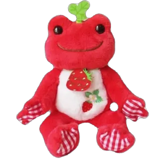 🫥 3bdc7bd0 いちご, カエル, ぬいぐるみ, おもちゃ, かわいい, 赤 telegram sticker