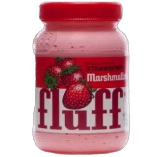 🫥 7b611539 Strawberry Marshmallow fluff 食べ物, いちご, マシュマロ, フラフ, 甘い, デザート, 瓶 telegram sticker
