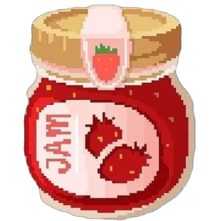🫥 b7ce8200 JAM ジャム, 食べ物, いちご, 瓶, ピクセルアート, フルーツ telegram sticker