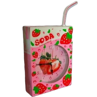 🫥 cc336bad SODA ソーダ, イチゴ, 時計, ピンク, レトロ, 飲み物 telegram sticker