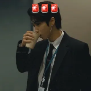 🚨 aa2da0bc mężczyzna, garnitur, krawat, picie, koreański telegram sticker