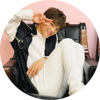 ✌️ 28f12061 người, đàn ông, ngồi, dấu hiệu hòa bình, cười whatsapp sticker