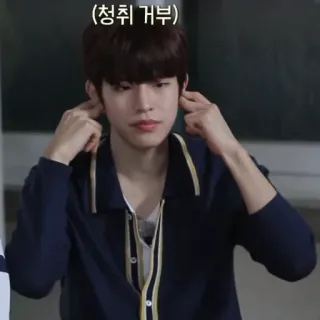 🙉 b17015d6  (청취 거부) anak laki-laki, remaja, telinga, mendengarkan, penyangkalan, Korea, pria telegram sticker