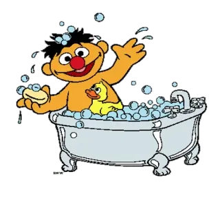 🛁 a3ba851f Ernie Sesame Street Эрни, Улица Сезам, ванна, резиновая уточка, пузыри, мультфильм, персонаж telegram sticker