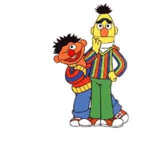 😄 bf1a80c2 Bert and Ernie Sesame Street Берт, Эрни, Улица Сезам, дружба, персонажи, Маппеты telegram sticker