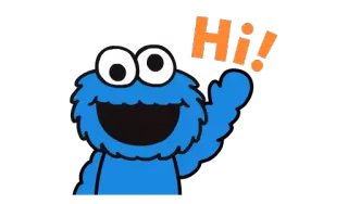🖐 028620ee Cookie Monster Hi! 芝麻街, 甜饼怪, 你好, 问候, 友善 telegram sticker