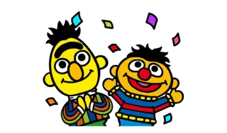👯 191bb391 Bert and Ernie Sesame Street 伯特, 厄尼, 芝麻街, 朋友, 庆祝, 彩带 telegram sticker
