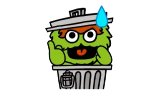 😓 3fa8bcb5 Oscar the Grouch 奥斯卡, 芝麻街, 垃圾桶, 爱发牢骚的人, 布偶 telegram sticker