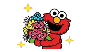 🌻 89a8b9a5 Elmo Sesame Street 艾摩, 芝麻街, 花, 可爱, 卡通 telegram sticker
