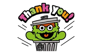 🙏 967a4f44 Oscar the Grouch Sesame Street Thank you! 谢谢, 奥斯卡, 芝麻街, 垃圾桶, 爱发牢骚的人 telegram sticker