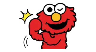 😜 ffe83356 Elmo 艾摩, 芝麻街, 卡通, 角色, 红色, 眨眼 telegram sticker