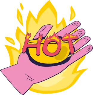 🔥 07a327ed HOT quente, chamas, fogo, mão, amarelo, laranja, temperatura, ardente whatsapp sticker