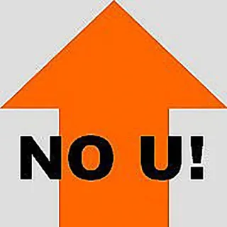 😕 00cfc8cb NO U! Pfeil, Kein U, Meme, Internet Slang, Orange telegram sticker