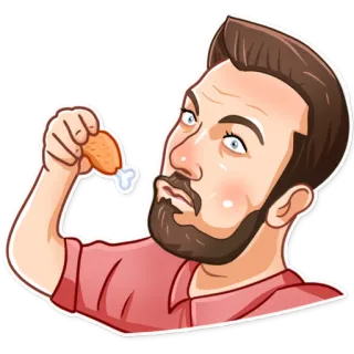 😳 454a657d hombre, dibujo animado, comida, pollo, comiendo, pegatina telegram sticker